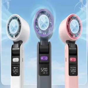 5200mAh Portable Ice-Cooling Handheld Mini Fan with Digital LED Display (৩-স্পিড রিচার্জেবল পোর্টেবল ফ্যান)